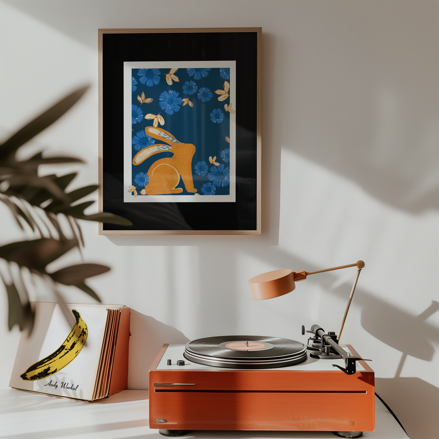 Happy Bunny-Blue and Peach Flower Print