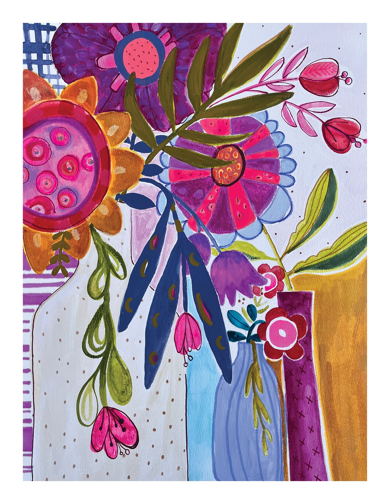 White Vase Flower Explosion Card