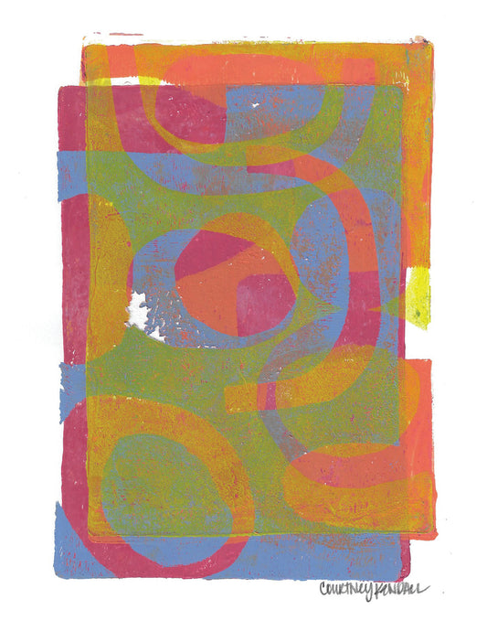 Gelli Print Card- Multi colored