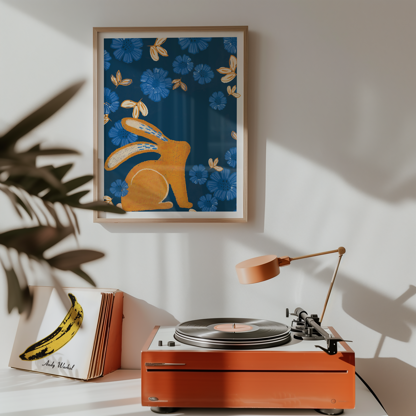 Happy Bunny-Blue and Peach Flower Print