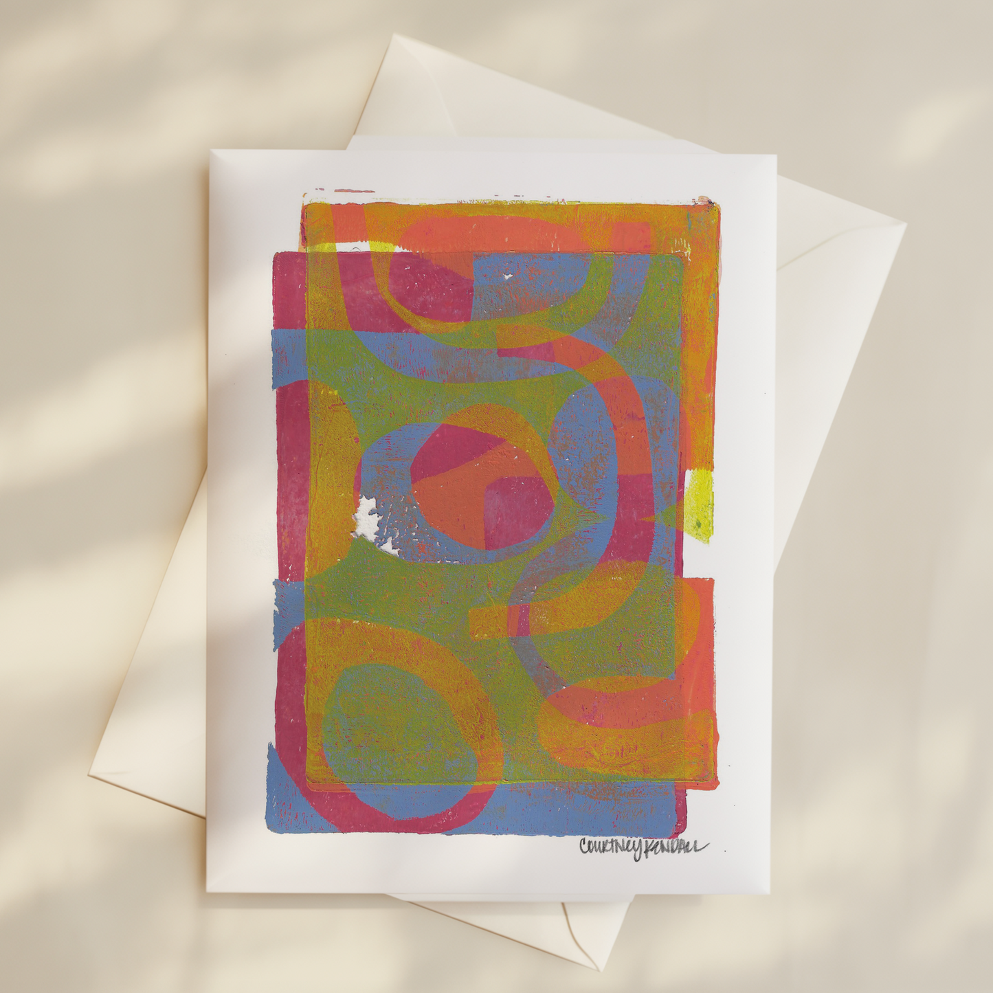 Gelli Print Card- Multi colored