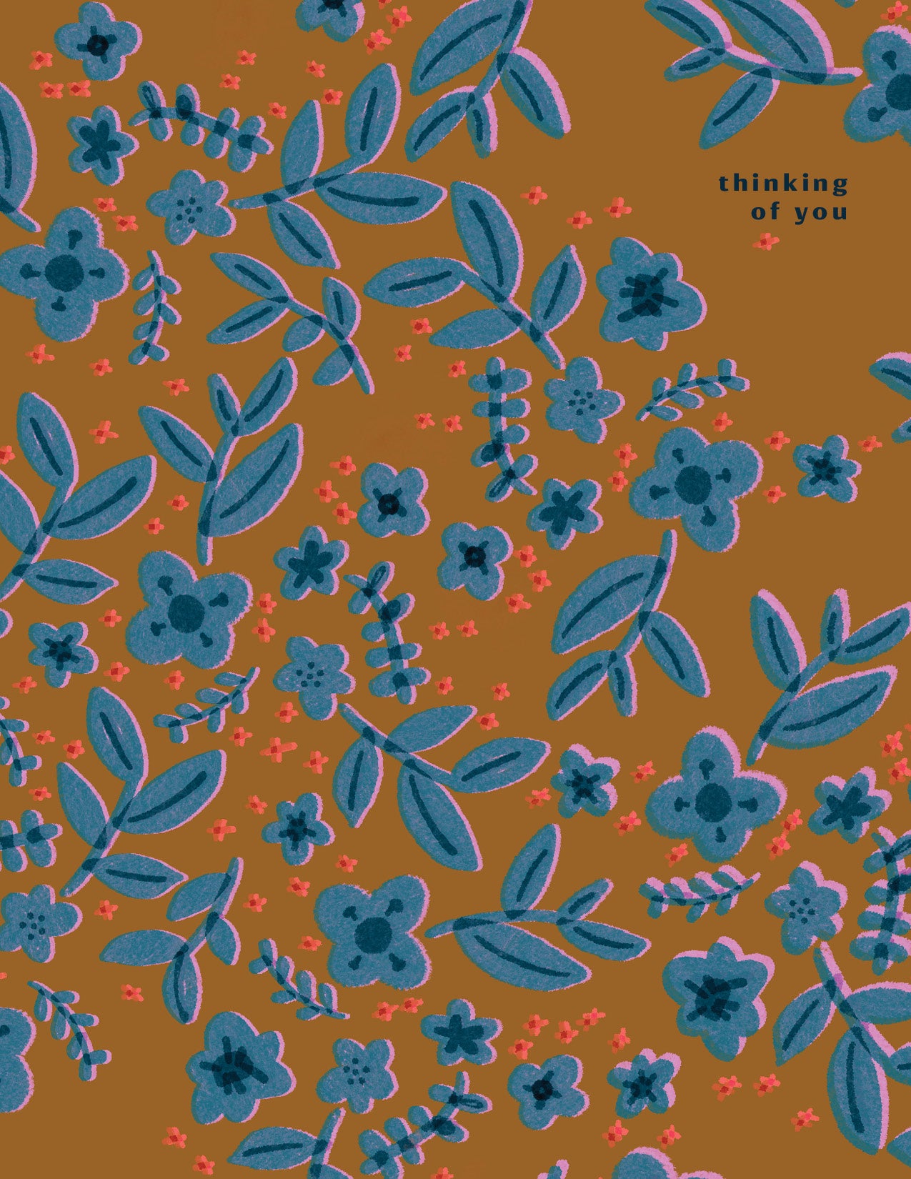 Thinking Of You Riso Flower Card in Mustard