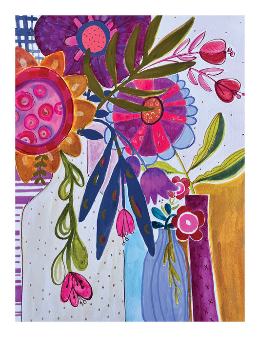 White Vase Flower Explosion Card